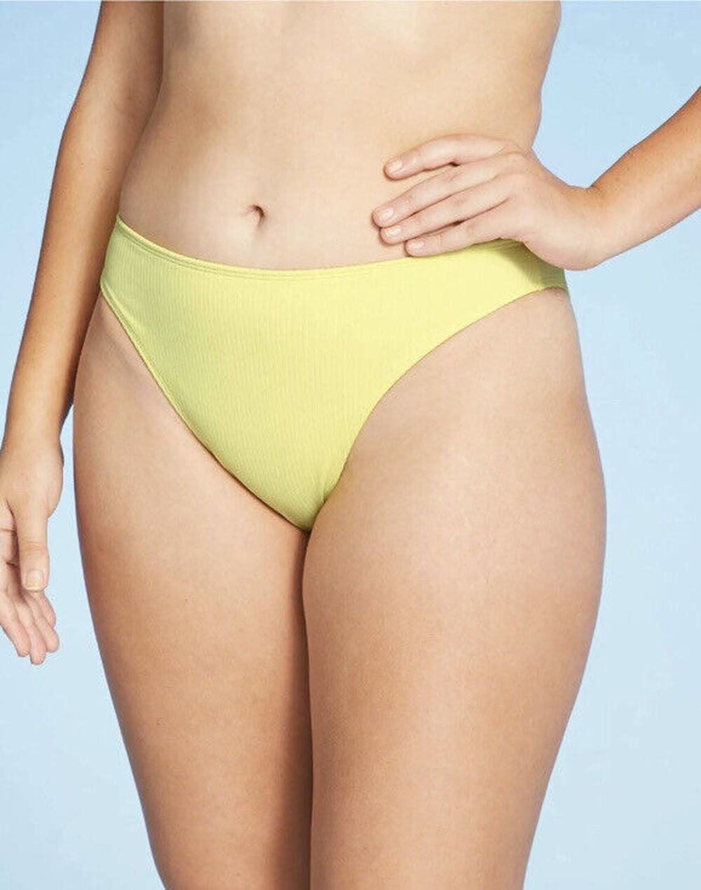 Xhilaration Juniors' Ribbed Cheeky High Leg Mid Waist Bikini Bottom XL 12-14 NWT